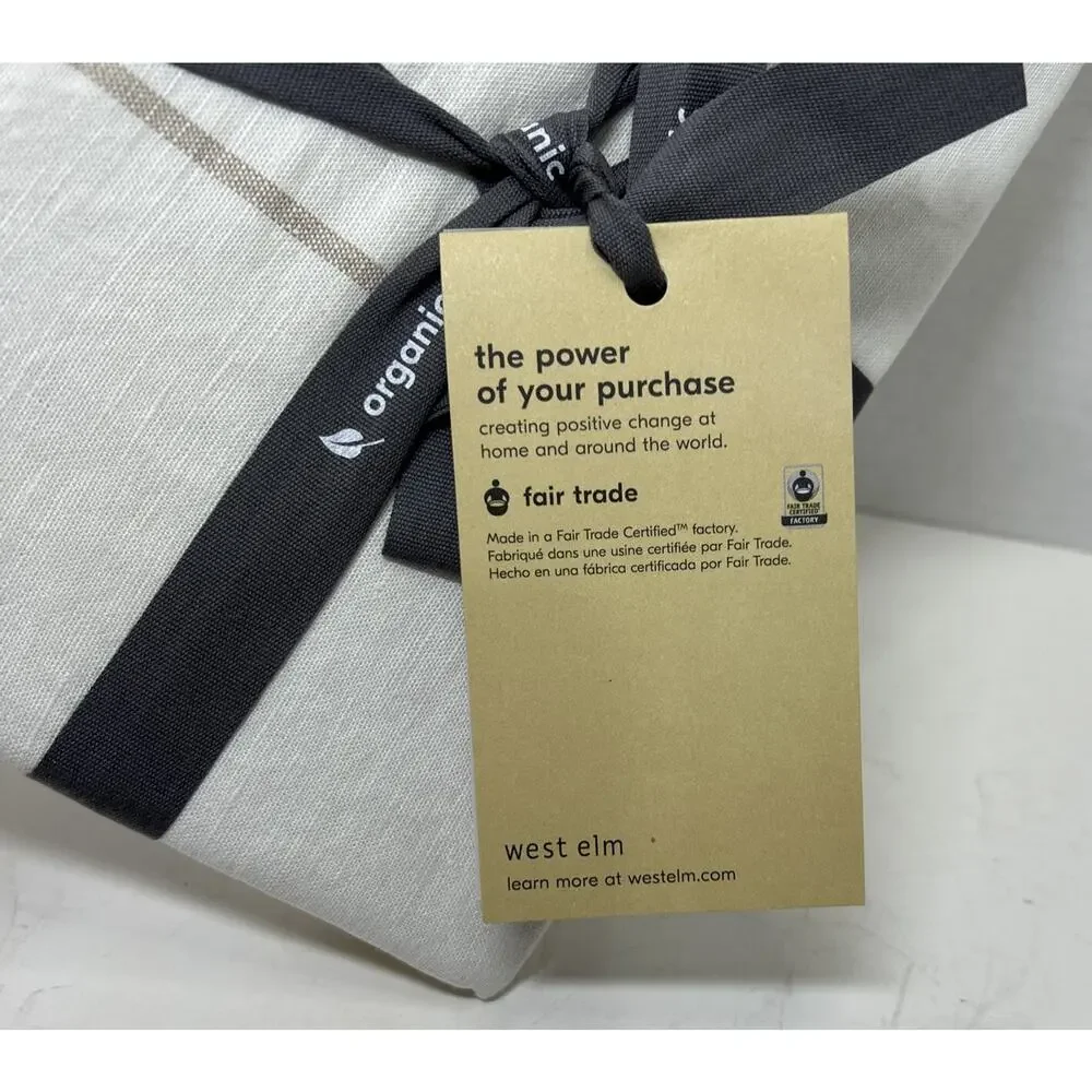 West Elm Organic Hemp + Cotton Serene Stripes Standard Pillow Sham Ivory/ Tan